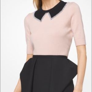 Faux Pearl Collar Cashmere Knit by Michael Kors